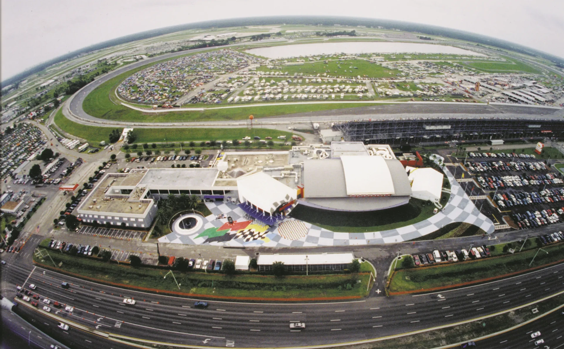 Aerial view of Daytona USA and Daytona International Speedway
