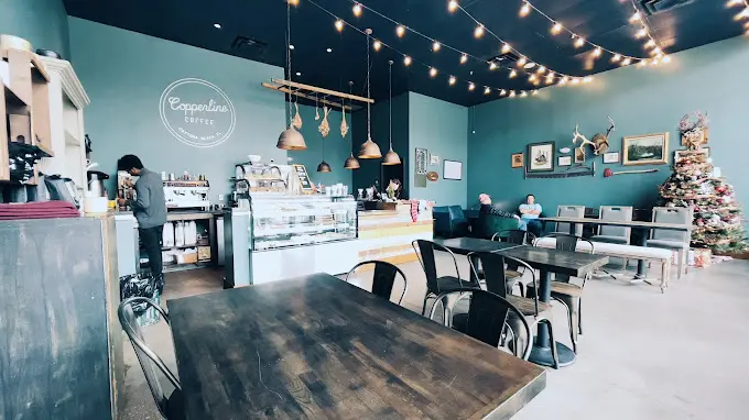 Copperline Coffee dining room with communal tables