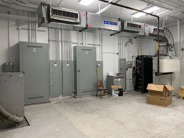 Electrical switchgear and mechanical systems room at the ERAU Wind Tunnel Facility