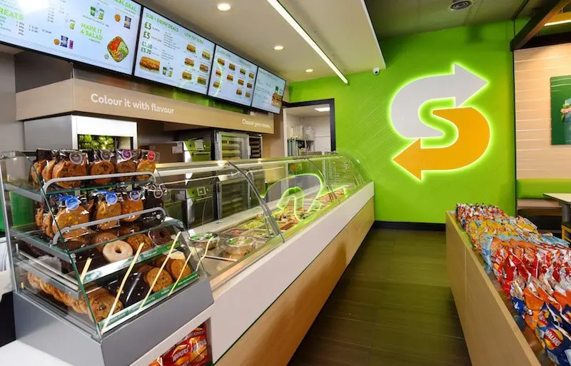 Interior service line and menu boards at the DeLand Subway