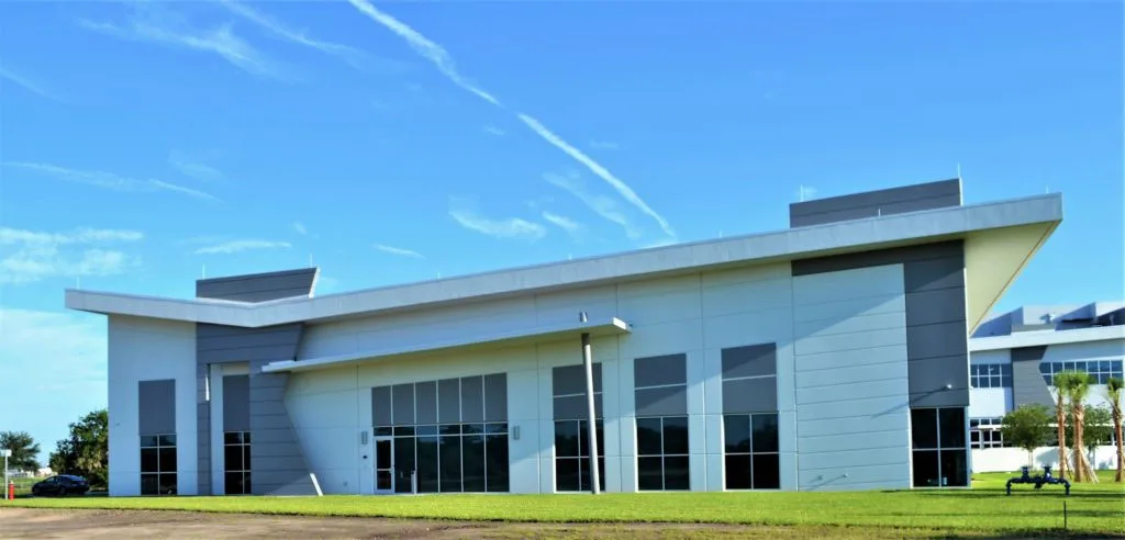 Exterior of the ERAU Wind Tunnel Facility tilt-up concrete building