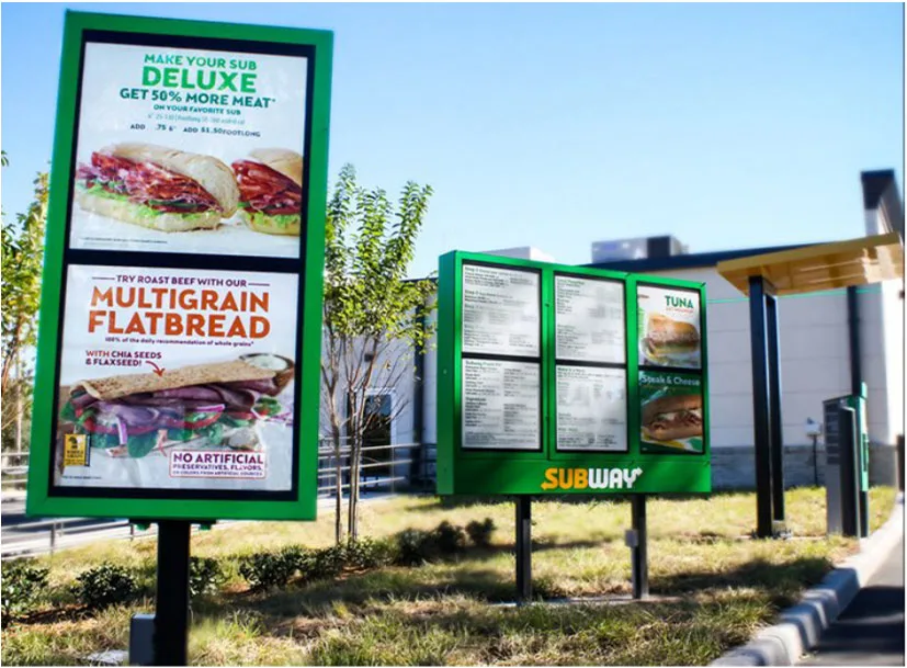 Outdoor drive-up menu boards at the DeLand Subway